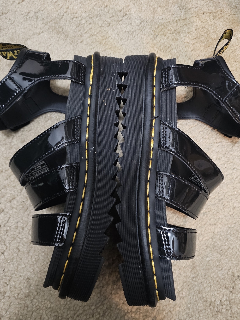 Dr. Martens Classic Patent Black Strappy Sandals - Picture 3 of 8